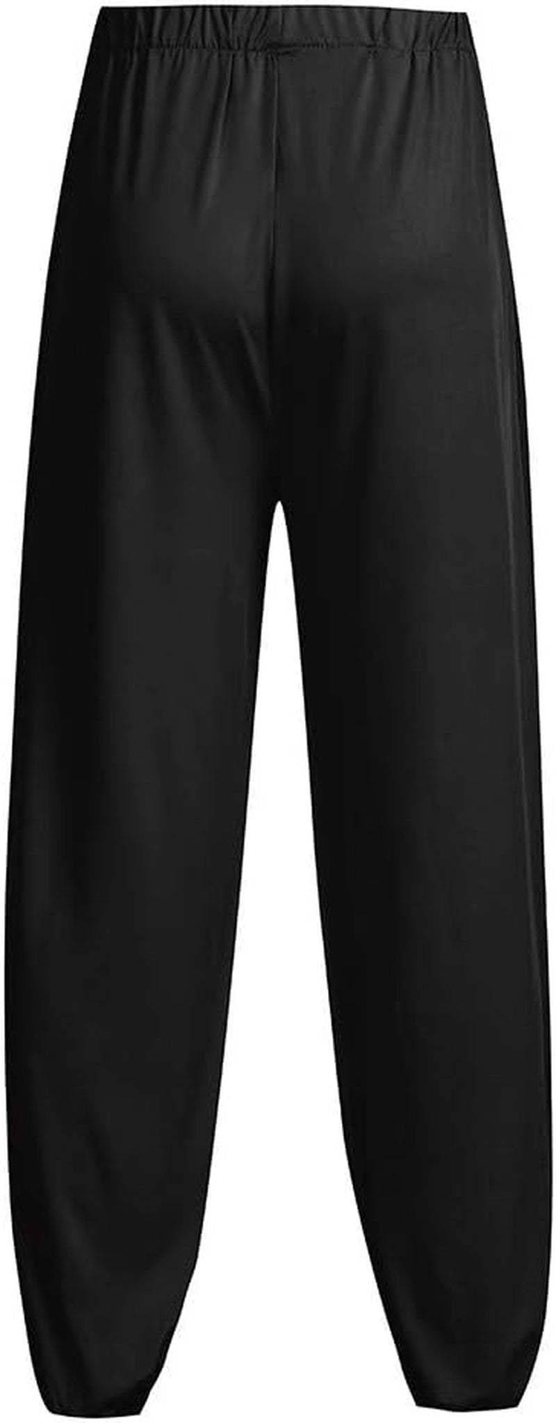 Wide Leg Lightweight Loose Yoga Pants Elastic Waist Lounge Pajama Joggers Harem Pants(Black,X-Large)