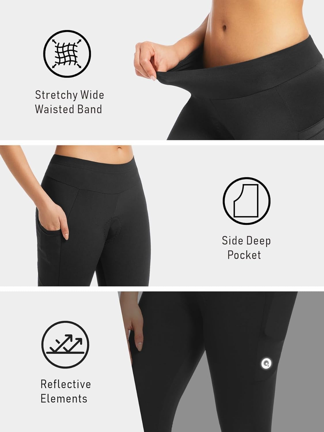 Women'S Cycling Pants 4D Padded, Compression Bike Tights with Side Pockets, UPF 50+ Sun Protection, Quick Dry