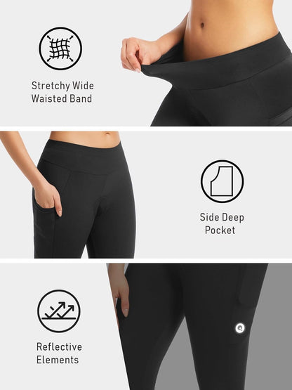 Women'S Cycling Pants 4D Padded, Compression Bike Tights with Side Pockets, UPF 50+ Sun Protection, Quick Dry