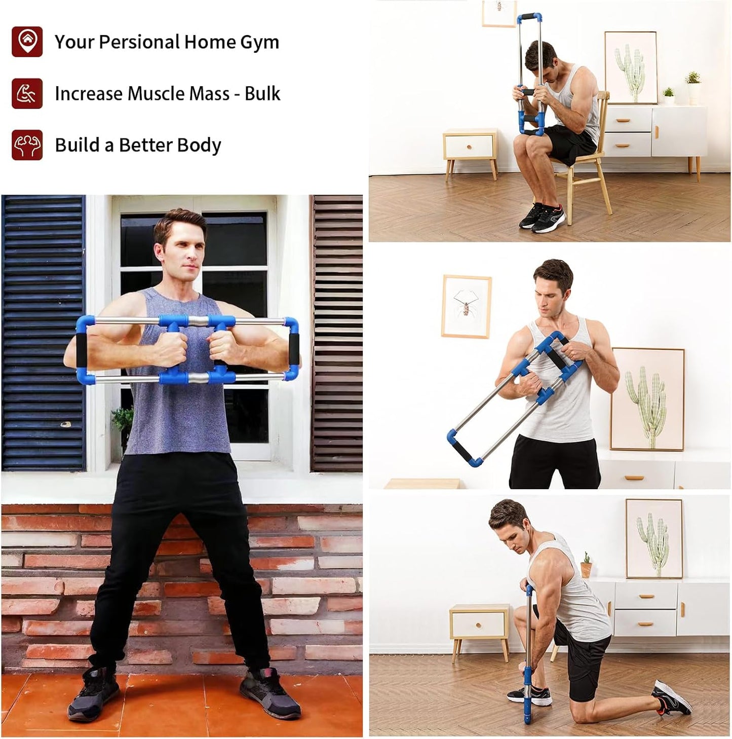 Push down Bar Chest Workout Equipment for Home Gym | Upper Body Strength Trainer for Chest, Arm, Shoulder, Back and Abs, Home Fitness Equipment
