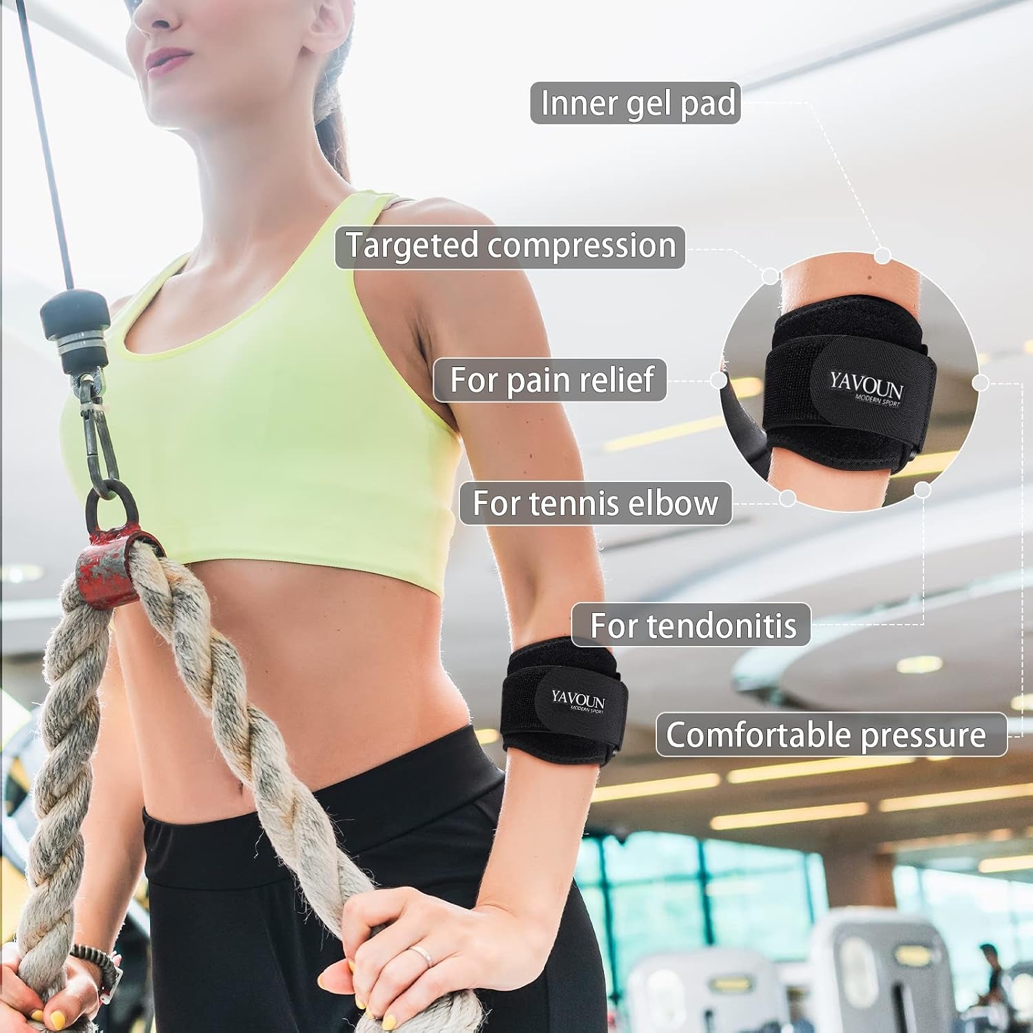 Forearm Wraps for Pain, Tennis Elbow Brace Tendonitis Treatment, Adjustable Elbow Strap Support Brace - Acupressure Elbow Brace for Elbow Pain Relief (Black, L - XXL)