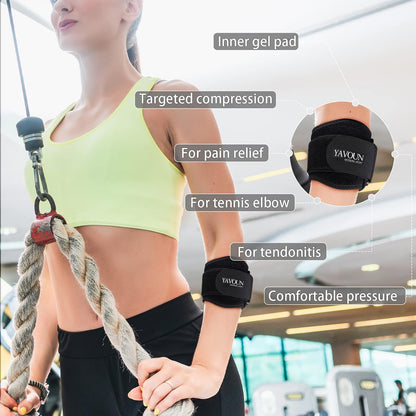 Forearm Wraps for Pain, Tennis Elbow Brace Tendonitis Treatment, Adjustable Elbow Strap Support Brace - Acupressure Elbow Brace for Elbow Pain Relief (Black, L - XXL)