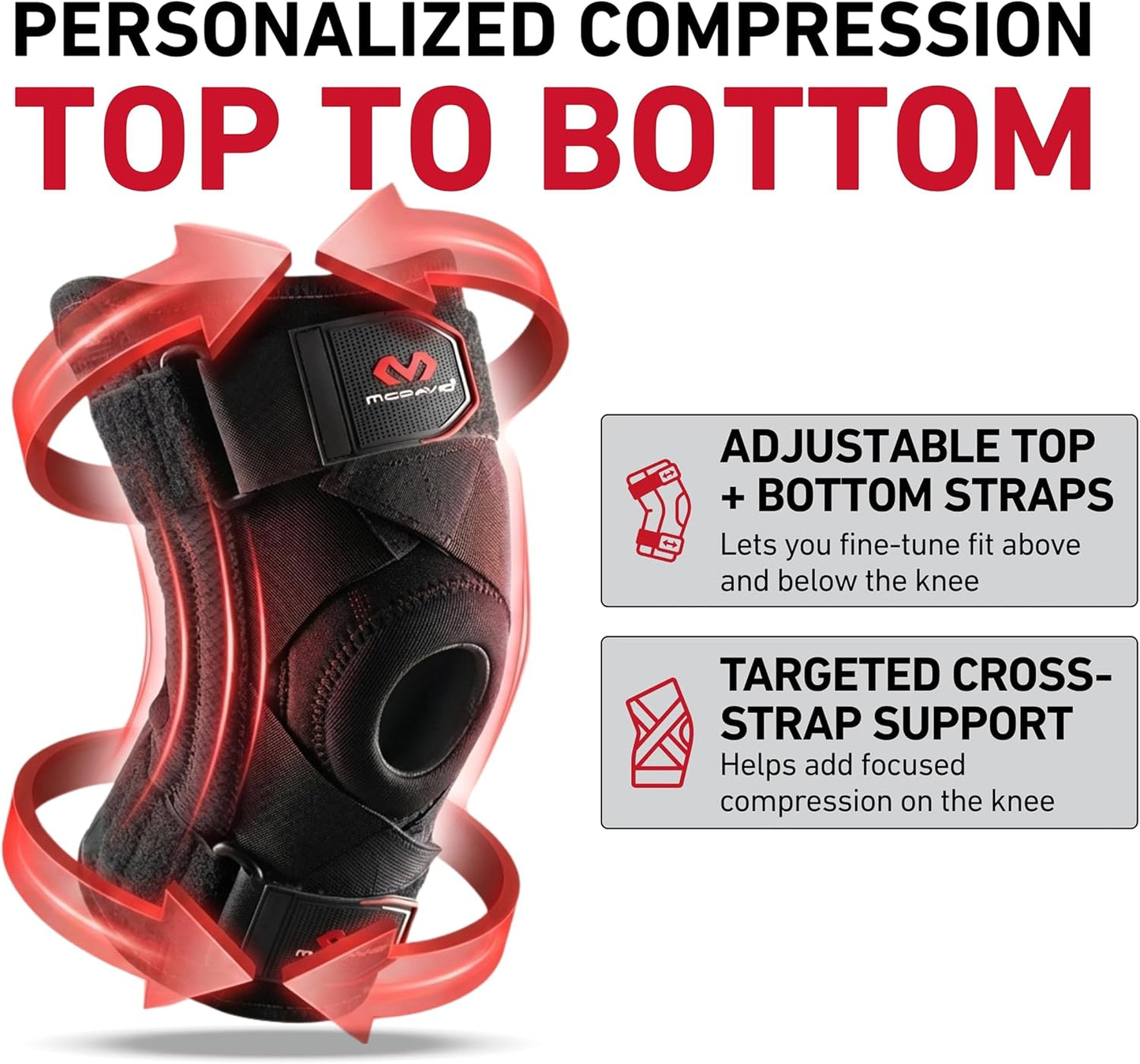 Knee Brace Support with Side Stays, Compression Knee Sleeve & Cross Straps for Patellar Tendon Support, Tendonitis, Arthritis Pain Relief, Recovery, Knee Brace for Men and Women