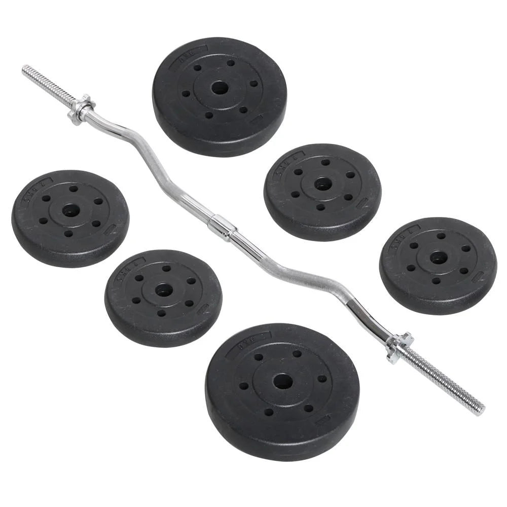 55 Lb Olympic Barbell Weight Set with Detachable Curl Bar for Gym Lifting Exercise Workout, Black