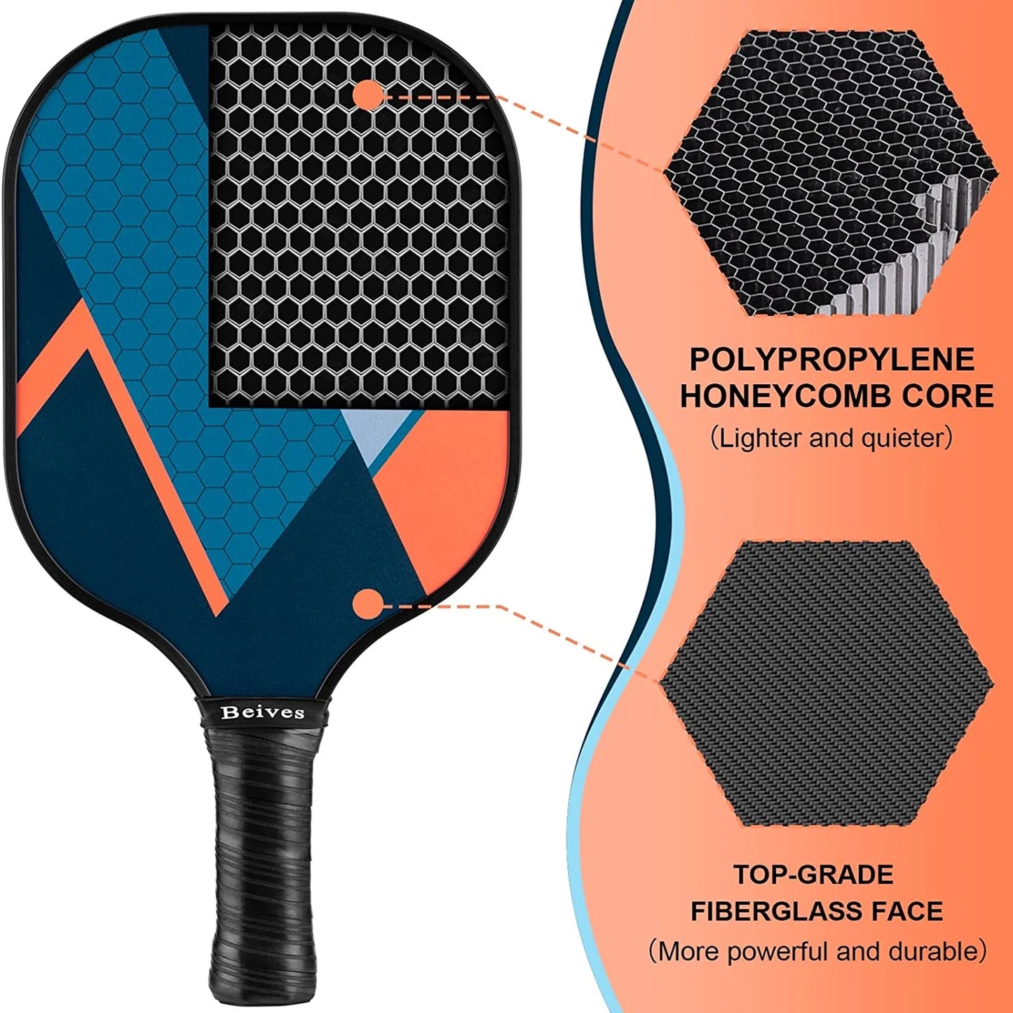 Fiberglass Pickleball Paddle Set - 4-Player Kit W/ 4 Balls & Carry Bag - Lightweight Indoor/Outdoor