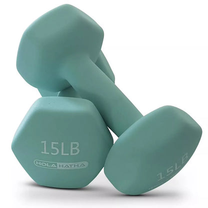 Holahatha 5, 10, and 15 LB Neoprene Dumbbell Free Hand Weight Set W/ Rack, Multi