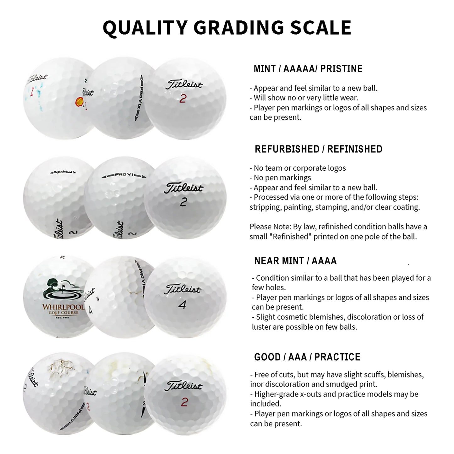 Mixed Golf Ball Brands Mint / 5A / AAAAA Quality - 48 Pack - White