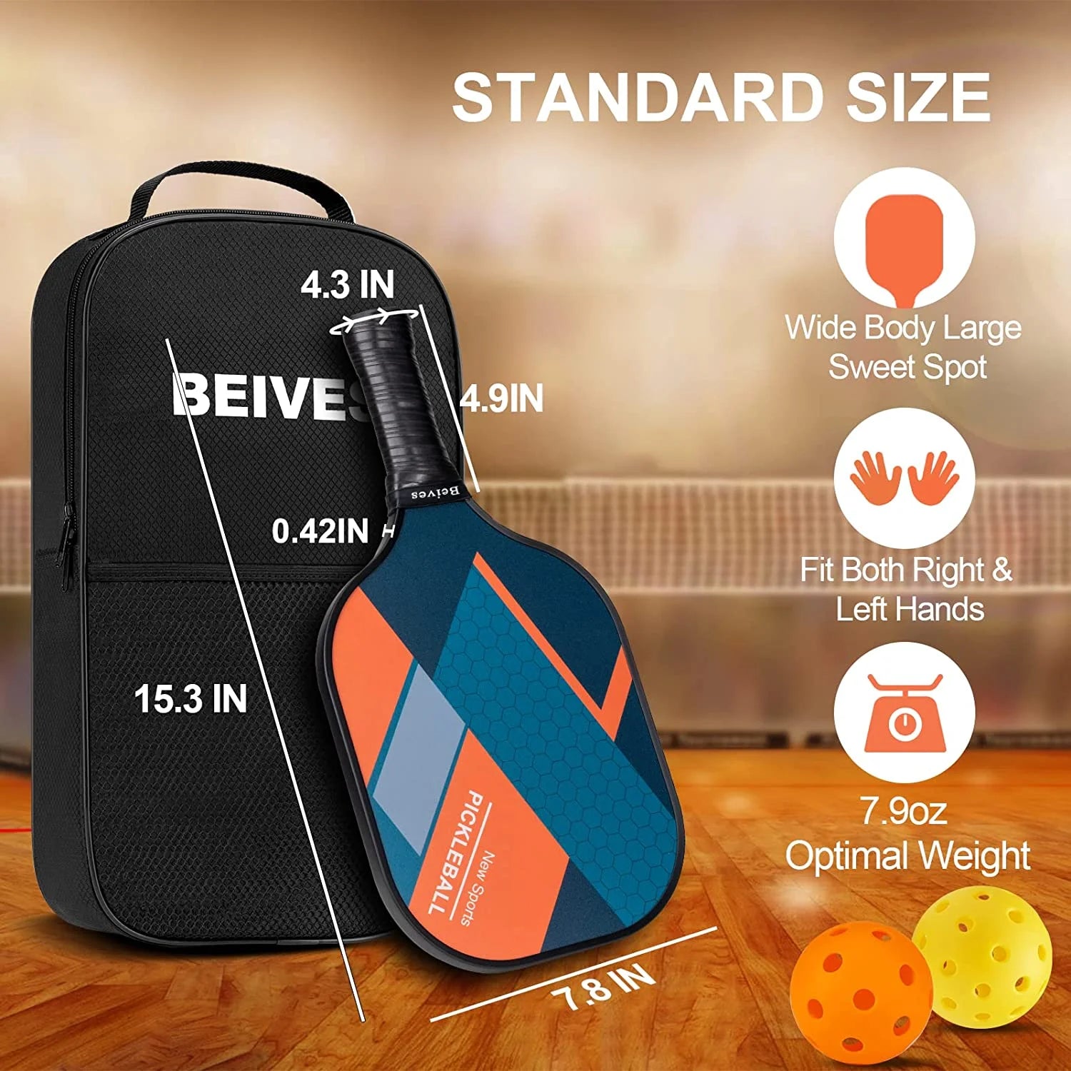 Fiberglass Pickleball Paddle Set - 4-Player Kit W/ 4 Balls & Carry Bag - Lightweight Indoor/Outdoor