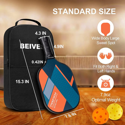 Fiberglass Pickleball Paddle Set - 4-Player Kit W/ 4 Balls & Carry Bag - Lightweight Indoor/Outdoor