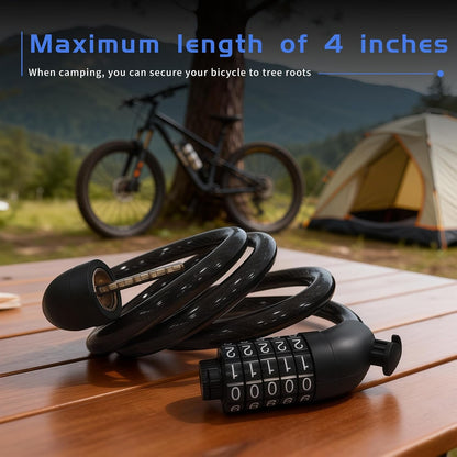 10-Pack 43.3Inch Heavy-Duty 5-Digit Resettable Steel Cable Lock Set – Coiling Bike Lock for Motorcycle Bicycle Scooter Fence Door Outdoor Equipment, High-Security Combination Cable Lock Anti-Theft