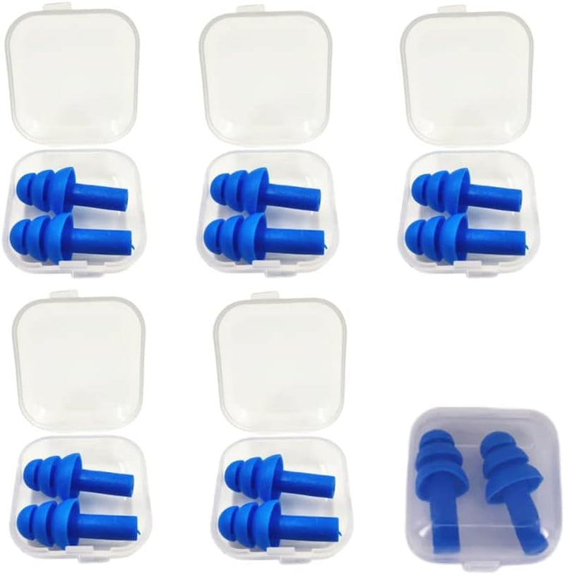 Silicone Swimming Earplugs,Swimming Ear Plugs Comfortable, Waterproof,Reusable Silicone Ear Plugs for Swimming Ear Plugs Swimming Showering Case for Swimming, Surfing 6 Pairs