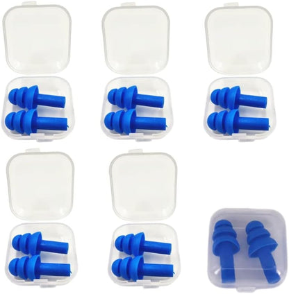 Silicone Swimming Earplugs,Swimming Ear Plugs Comfortable, Waterproof,Reusable Silicone Ear Plugs for Swimming Ear Plugs Swimming Showering Case for Swimming, Surfing 6 Pairs