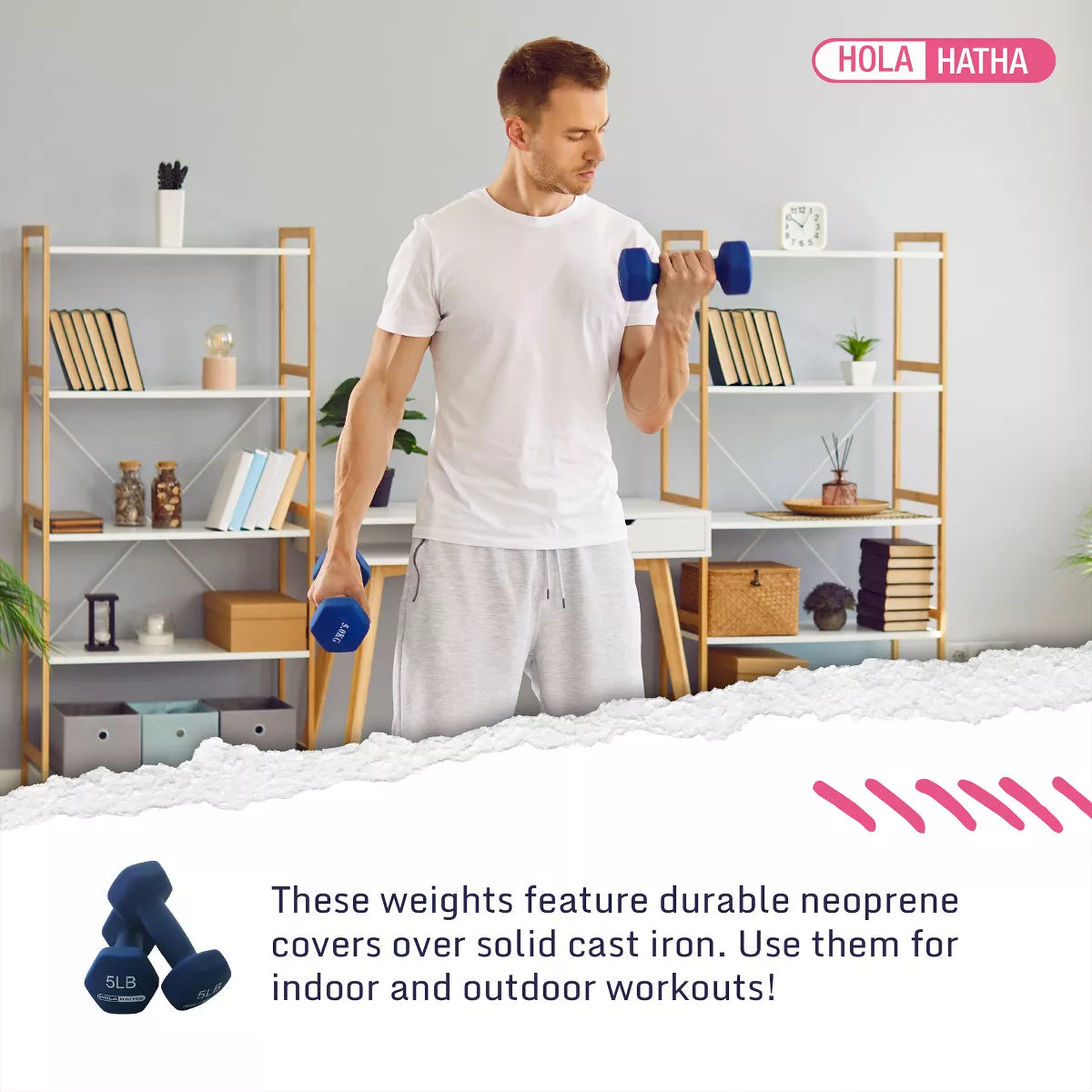 Holahatha 2, 3, & 5 Lb Neoprene Dumbbell Free Hand Weight Set W/ Rack, Red/Blue