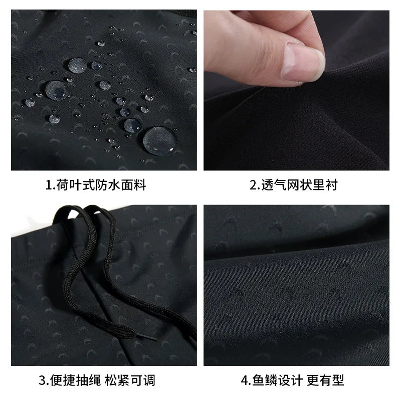 Swimming Trunks Men'S Swimming Set Flat Angle Swimming Shorts Waterproof Quick-Drying Swimming Suit Swimming Goggles Swim Cap