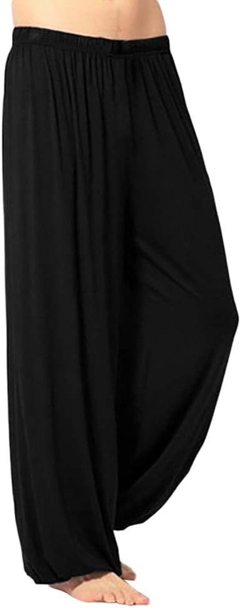 Wide Leg Lightweight Loose Yoga Pants Elastic Waist Lounge Pajama Joggers Harem Pants(Black,X-Large)