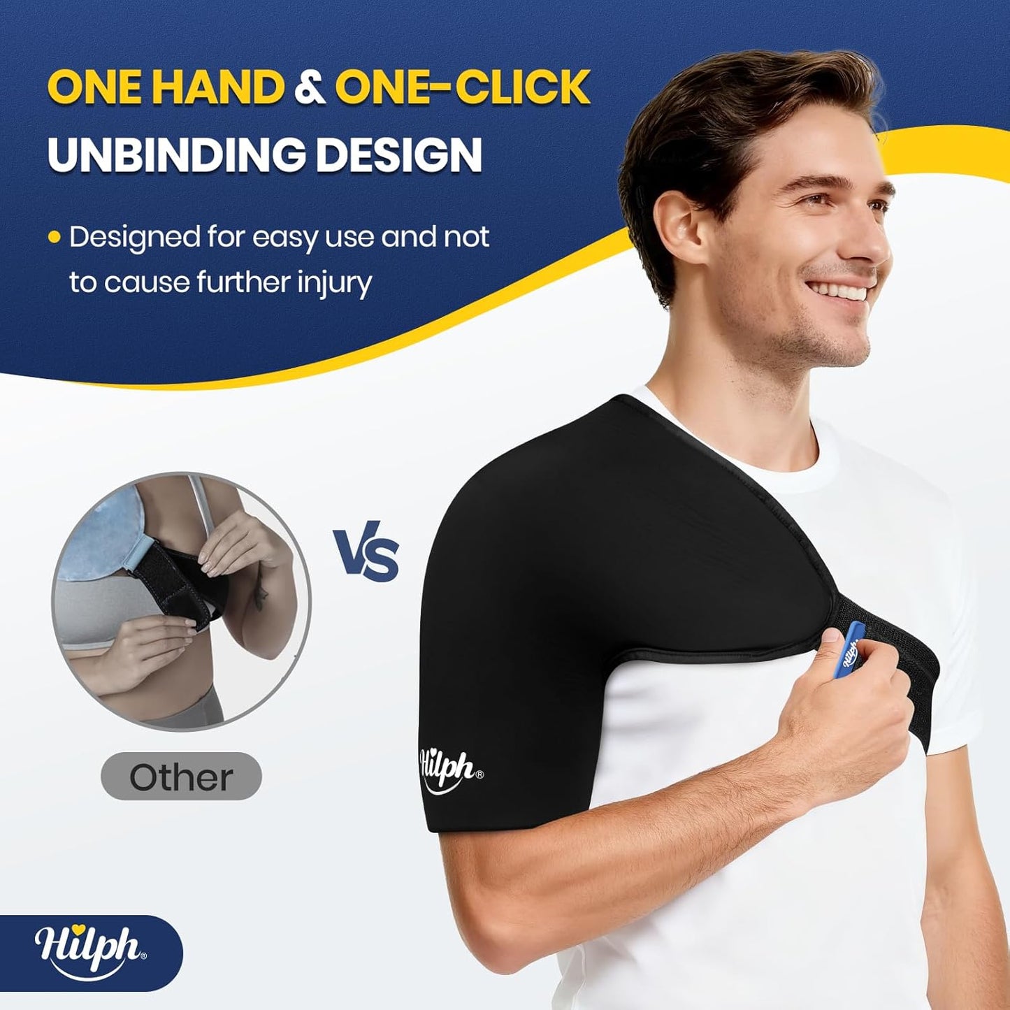 3D Double-Layer Gel Shoulder Ice Pack Wrap for Rotator Cuff & Surgery Recovery, Reusable Cold Therapy Shoulder Ice Sleeve with Adjustable Strap, Easy to Wear, Flexible Fit for Men Women, Medium