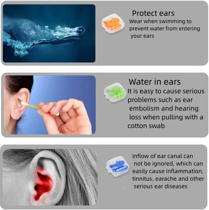 Silicone Swimming Earplugs,Swimming Ear Plugs Comfortable, Waterproof,Reusable Silicone Ear Plugs for Swimming Ear Plugs Swimming Showering Case for Swimming, Surfing 6 Pairs