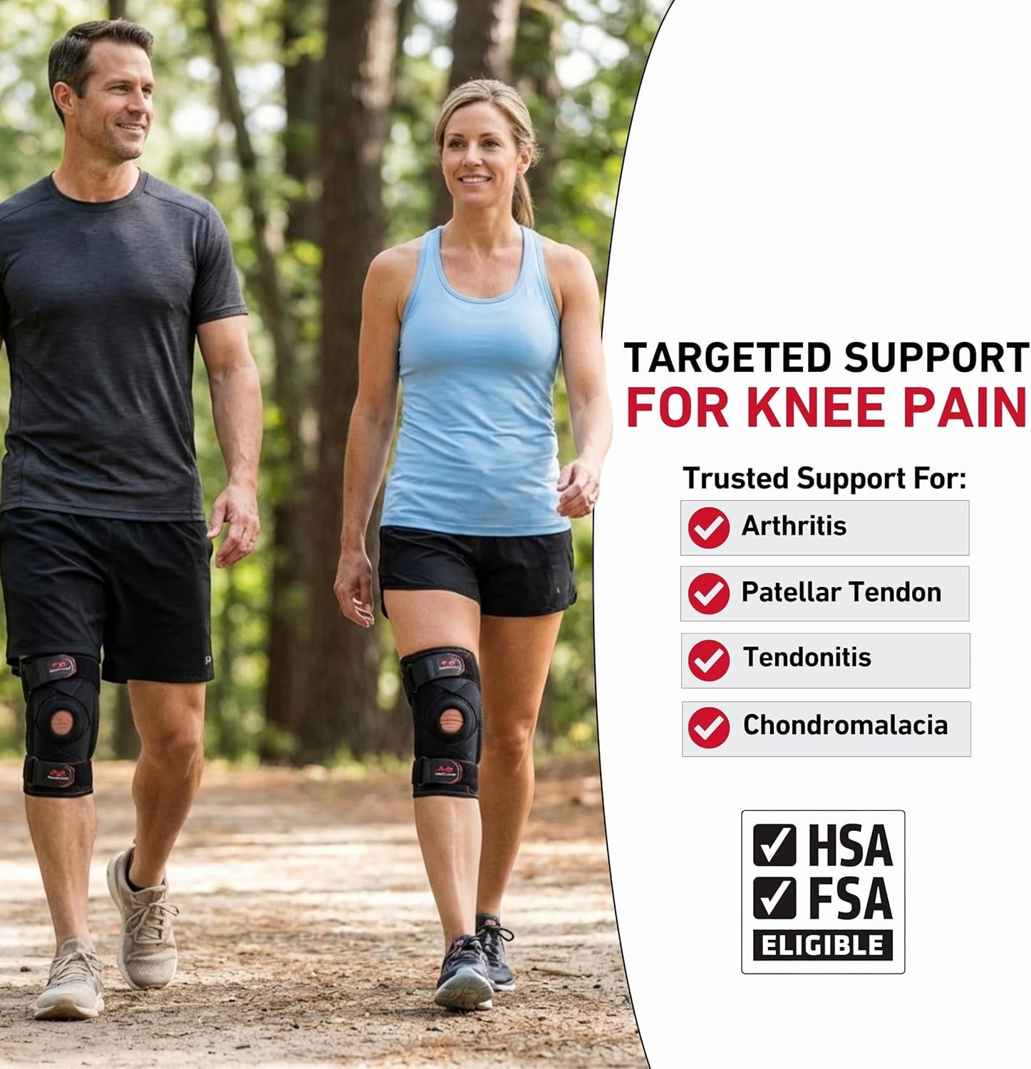 Knee Brace Support with Side Stays, Compression Knee Sleeve & Cross Straps for Patellar Tendon Support, Tendonitis, Arthritis Pain Relief, Recovery, Knee Brace for Men and Women