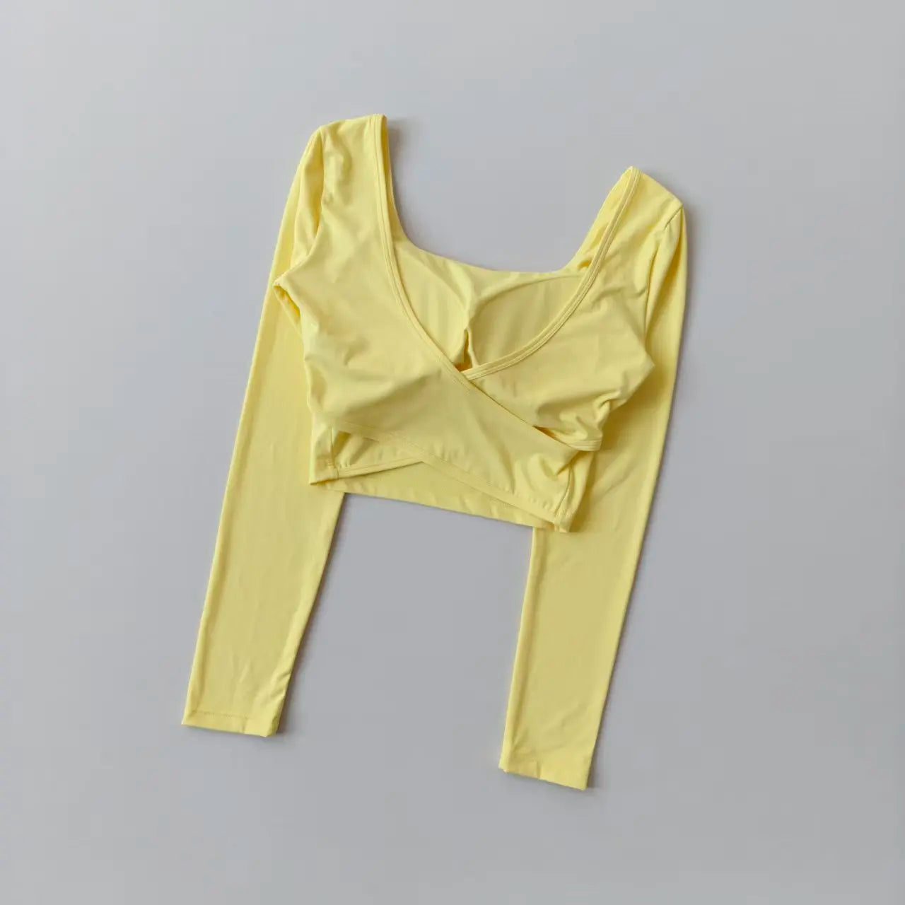 Fixed Chest Pads Crossed Back Yoga Clothes Tight Fitting Slimming Sports Long Sleeved Running Pula Fitness Clothes Tops Shirts