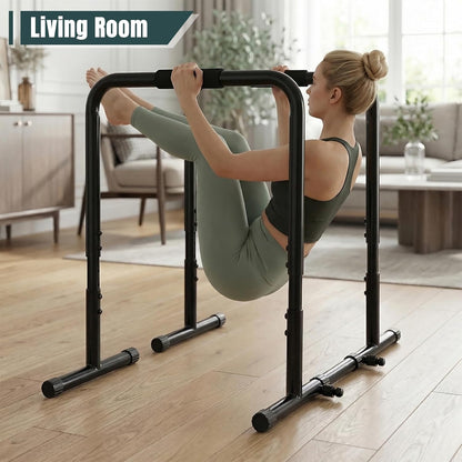 Dip Bar, Adjustable Heavy Duty Dip Station with Soft Foam Handles | Stabilizer Parallel Parallette Bar Fitness Equipment for Home, Gym, Patio, Office