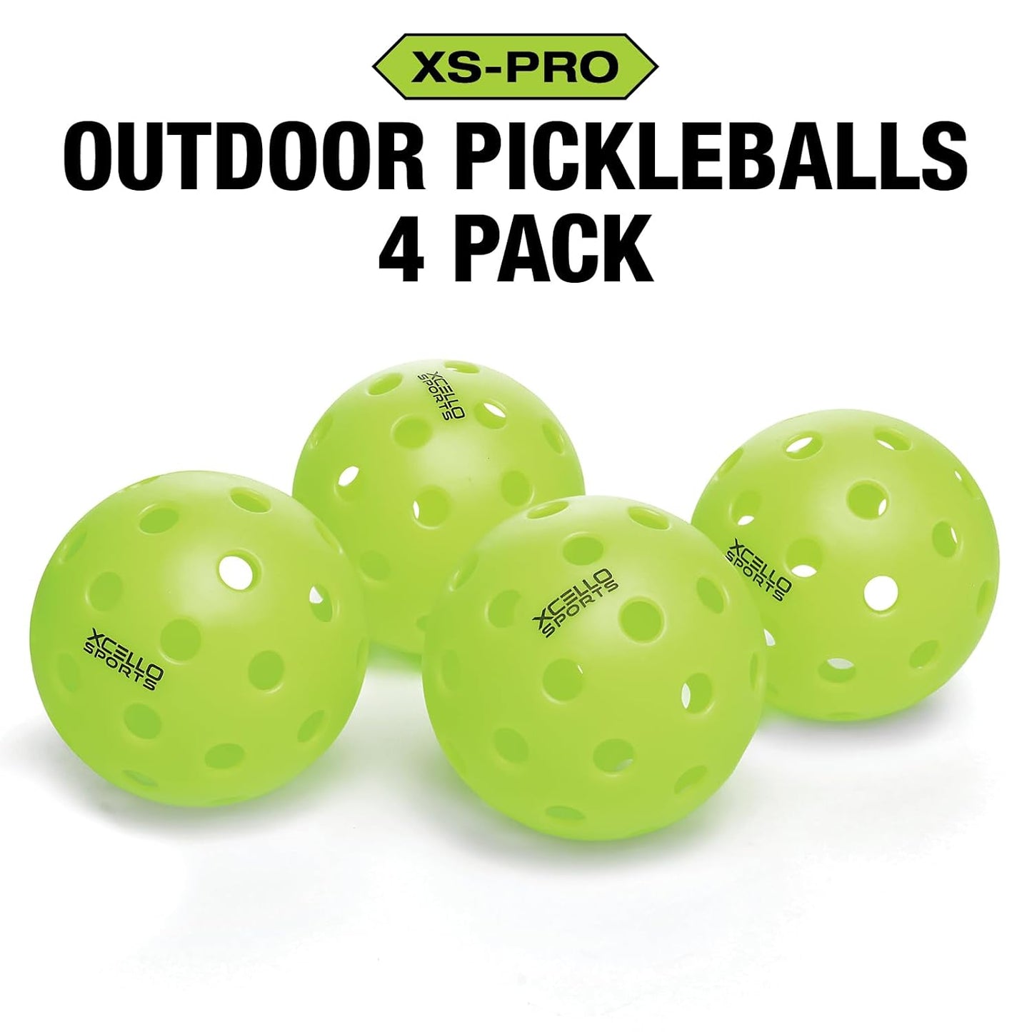 Outdoor Pickleball 4-Pack, 40 Hole, Neon Green