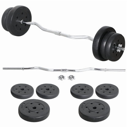 55 Lb Olympic Barbell Weight Set with Detachable Curl Bar for Gym Lifting Exercise Workout, Black