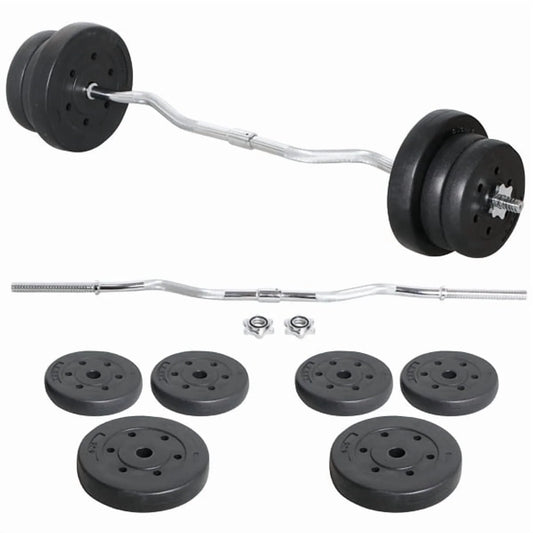 55 Lb Olympic Barbell Weight Set with Detachable Curl Bar for Gym Lifting Exercise Workout, Black