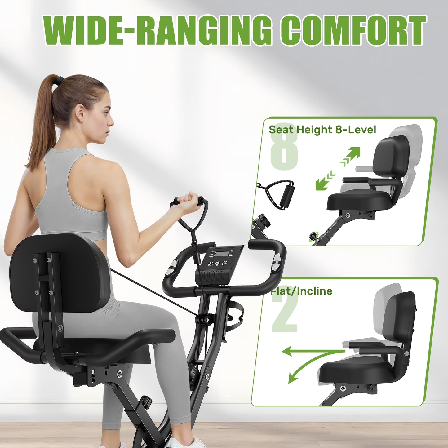 Exercise Bike,5 in 1 Foldable Stationary Bike,16 Level Magnetic Resistance,330 LB Capacity,Low Noise Home Office Indoor Cardio Equipment