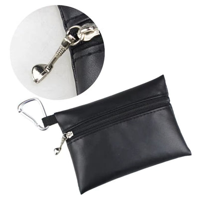 Golf Ball Leather Golf Storage Bag Portable Golf Ball Bag with Carabiner Waterproof Golf Ball