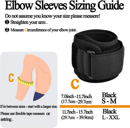 Forearm Wraps for Pain, Tennis Elbow Brace Tendonitis Treatment, Adjustable Elbow Strap Support Brace - Acupressure Elbow Brace for Elbow Pain Relief (Black, L - XXL)