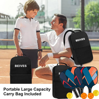 Fiberglass Pickleball Paddle Set - 4-Player Kit W/ 4 Balls & Carry Bag - Lightweight Indoor/Outdoor