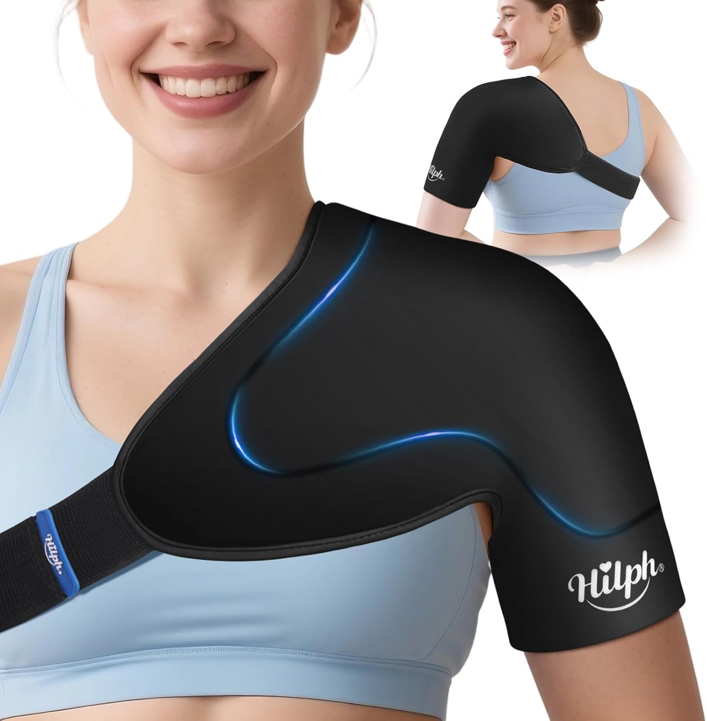 3D Double-Layer Gel Shoulder Ice Pack Wrap for Rotator Cuff & Surgery Recovery, Reusable Cold Therapy Shoulder Ice Sleeve with Adjustable Strap, Easy to Wear, Flexible Fit for Men Women, Medium