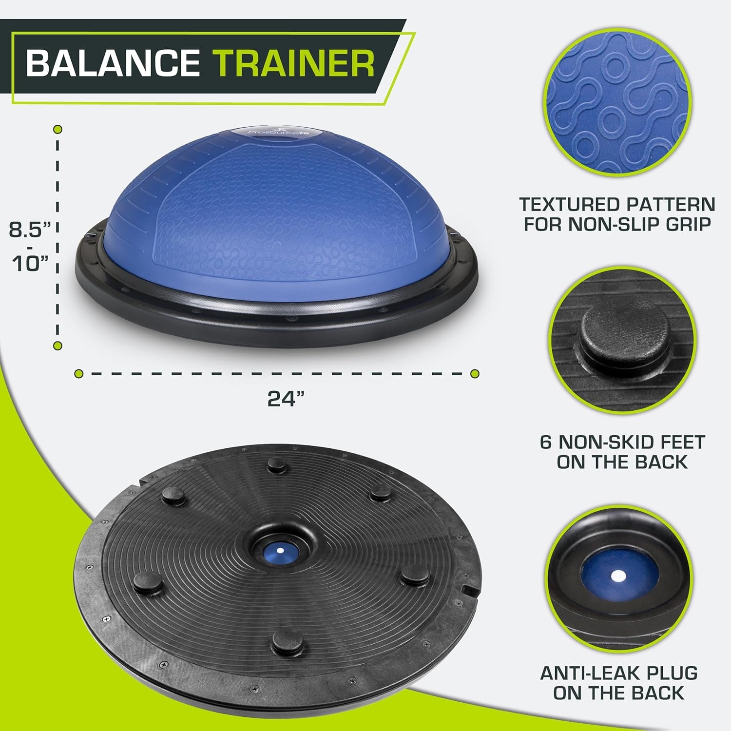 Balance Trainer Stability Exercise Half Ball with Resistance Bands and Pump for Yoga Aerobics Home Gym Workout