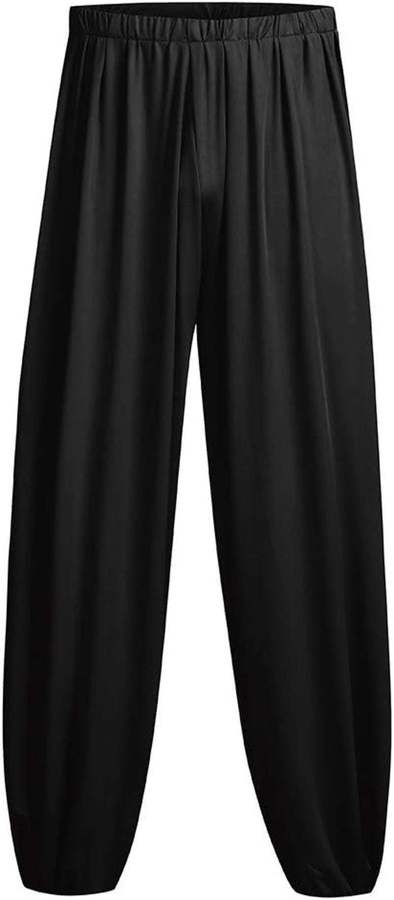 Wide Leg Lightweight Loose Yoga Pants Elastic Waist Lounge Pajama Joggers Harem Pants(Black,X-Large)