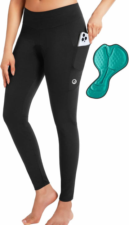 Women'S Cycling Pants 4D Padded, Compression Bike Tights with Side Pockets, UPF 50+ Sun Protection, Quick Dry